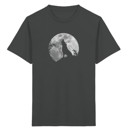 Heulender Wolf Silhouette vor Vollmond - Kids Organic Shirt