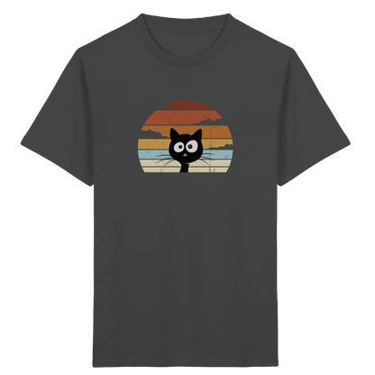 Retro schwarze Katze vor Sonnenuntergang - Kids Organic Shirt