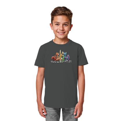 All Colors Matter! Regenbogen Tiere für Vielfalt - Kids Organic Shirt