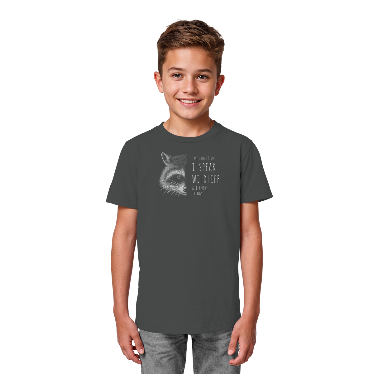I Speak Wildlife And I Know Waschbär - Kids Organic Shirt