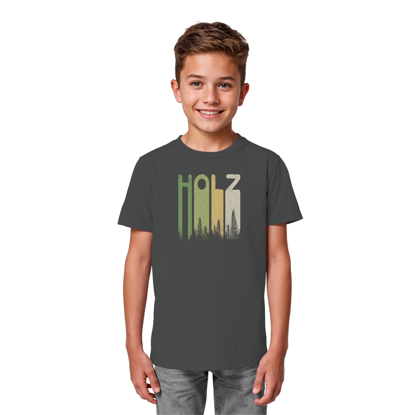 Holz Retro Wald Schriftzug - Kids Organic Shirt