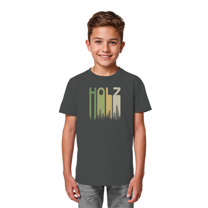 Holz Retro Wald Schriftzug - Kids Organic Shirt