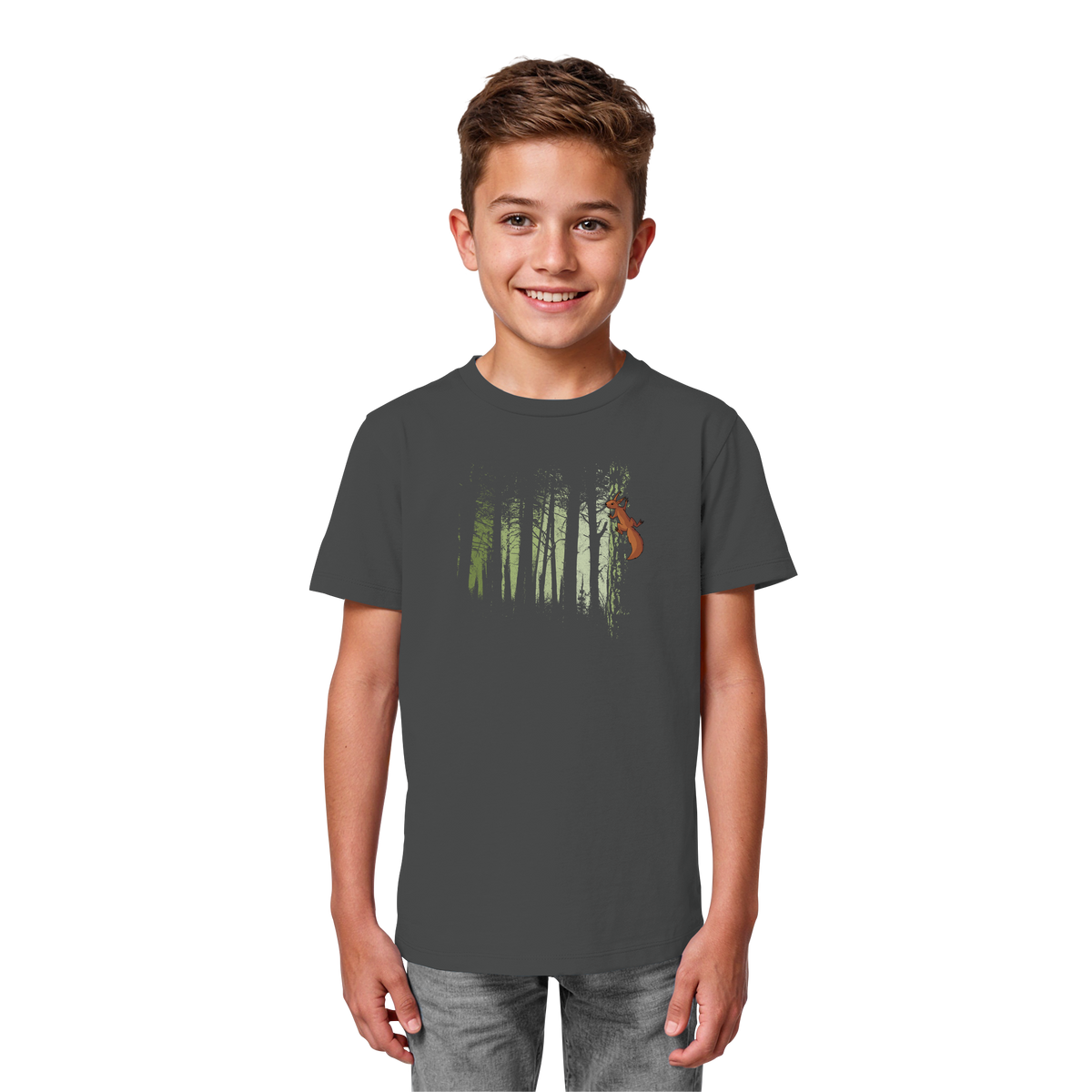 Eichhörnchen im Zwielicht-Wald - Kids Organic Shirt