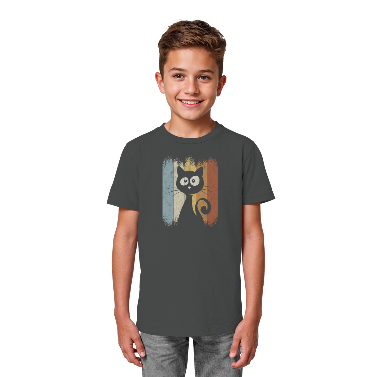 Retro Katze Silhouette - Kids Organic Shirt