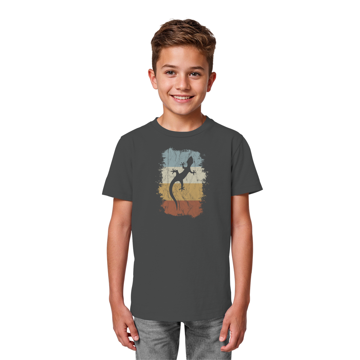 Retro Gecko Salamander Silhouette - Kids Organic Shirt