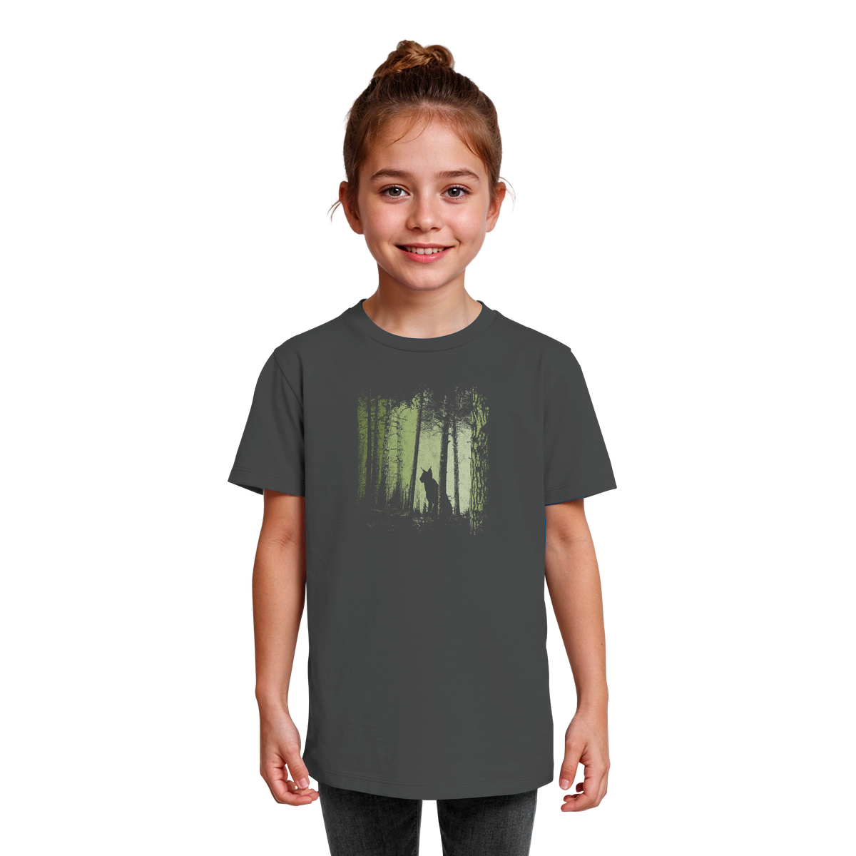 Luchs Wildkatze im Zwielicht Wald - Kids Organic Shirt