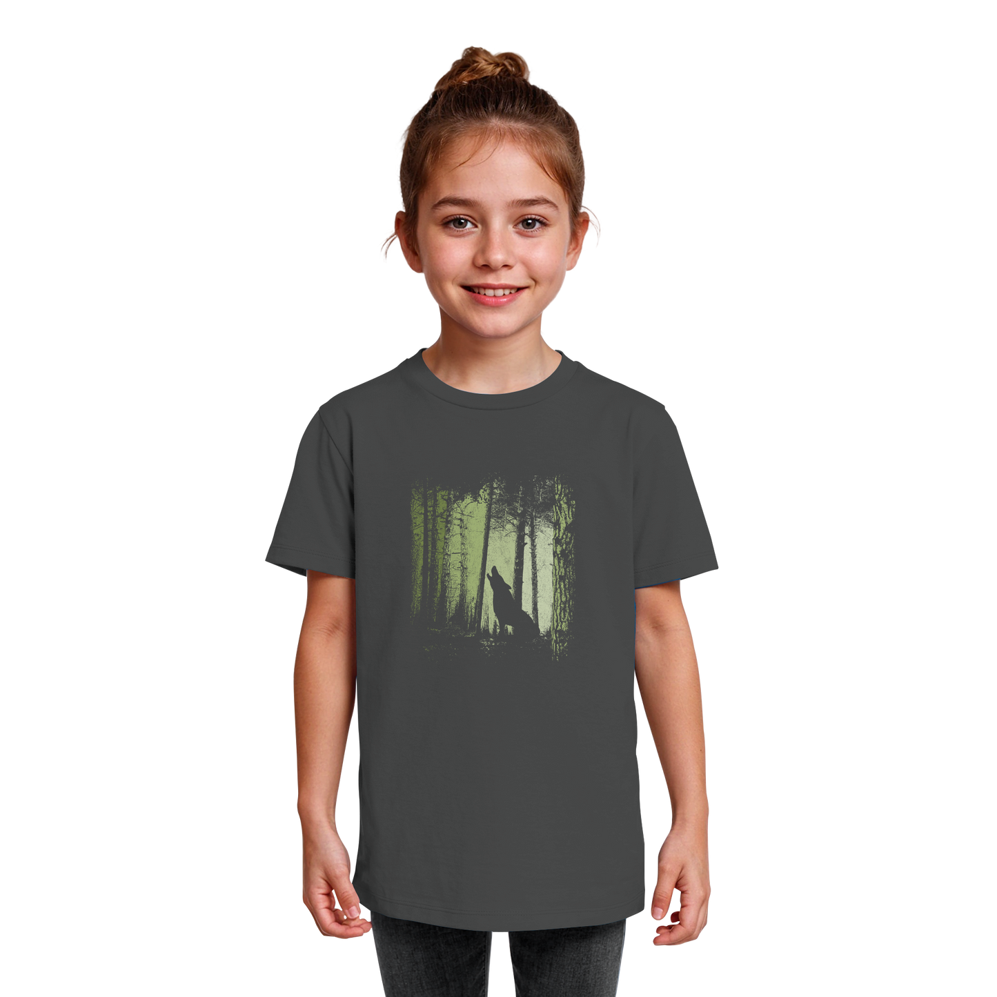 Einsamer Wolf im Zwielicht Wald  - Kids Organic Shirt