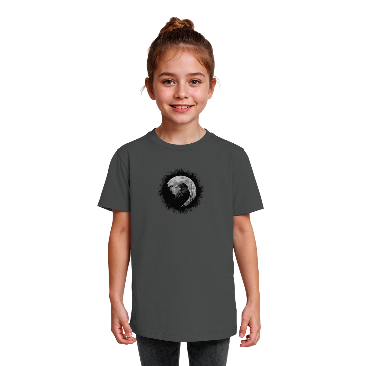 Schwarzer Rabe bei Vollmond  - Kids Organic Shirt