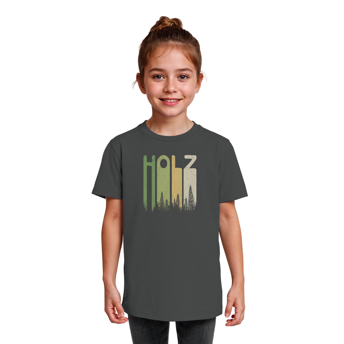 Holz Retro Wald Schriftzug - Kids Organic Shirt