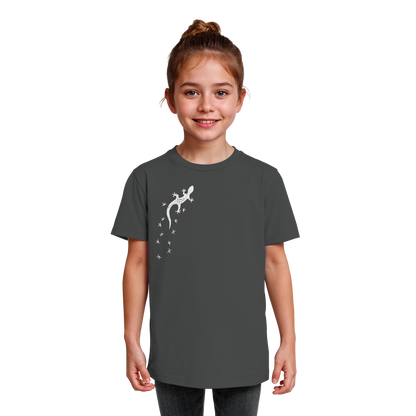 Gecko Eidechse Silhouette hell - Kids Organic Shirt