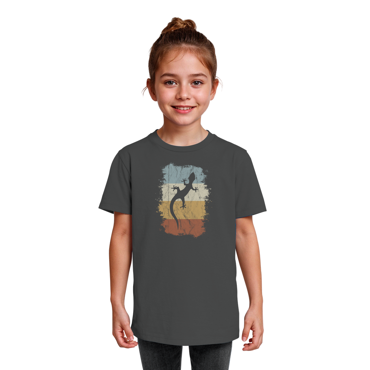 Retro Gecko Salamander Silhouette - Kids Organic Shirt