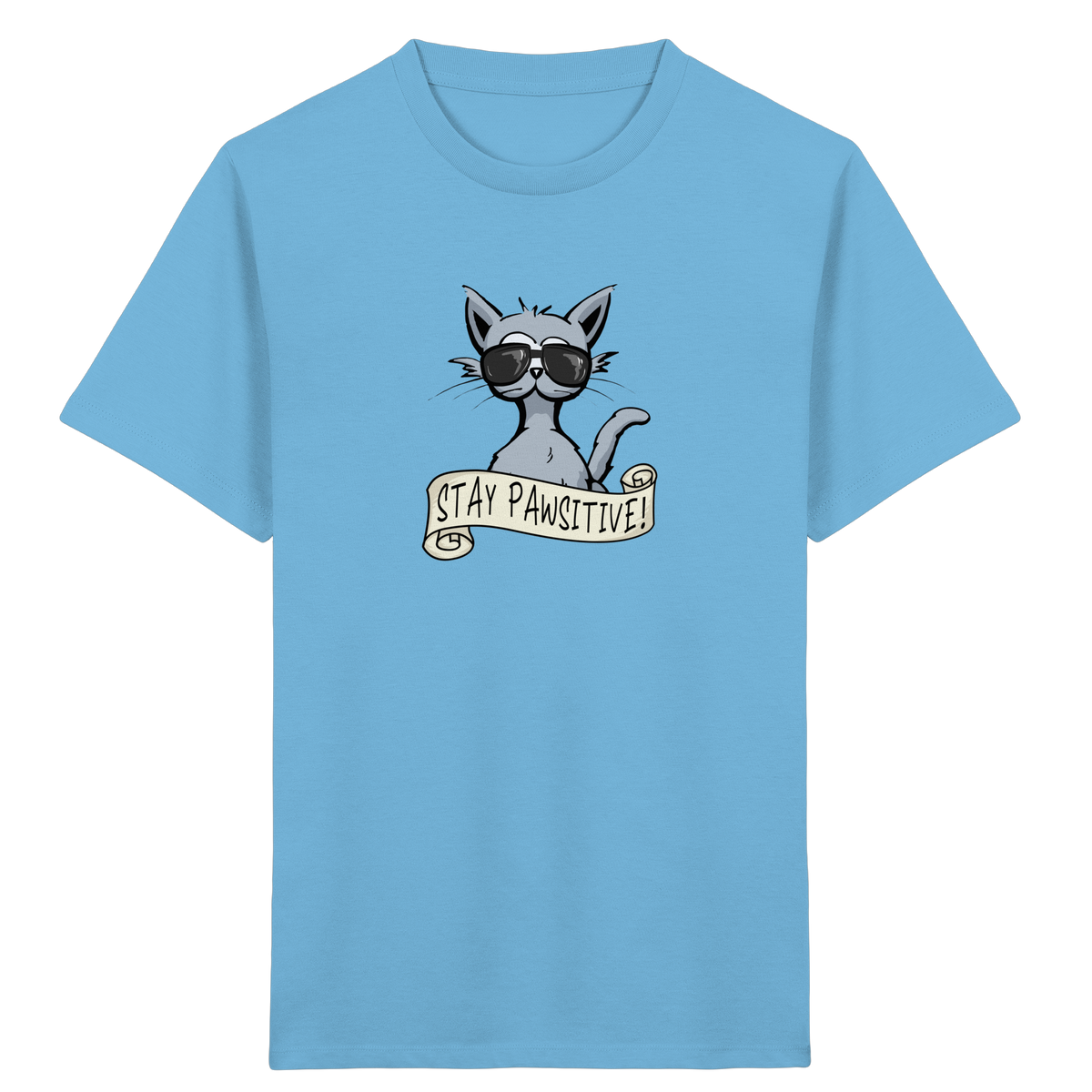 Stay Pawsitive Bleib lässig Hipster Katze - Kids Organic Shirt