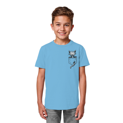 Verrückte Katze in Deiner Brust-Tasche - Kids Organic Shirt