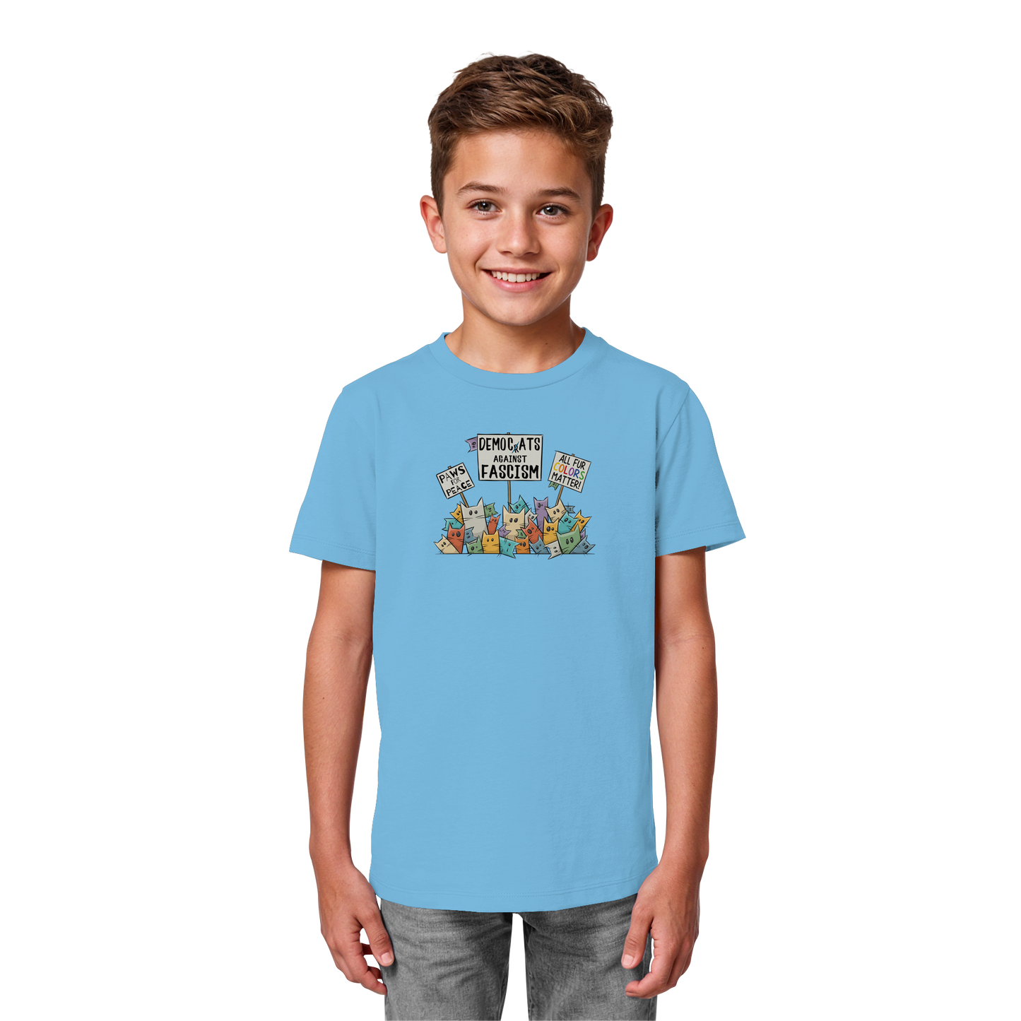 Demo-Katzen gegen Faschismus und für Vielfalt - Kids Organic Shirt
