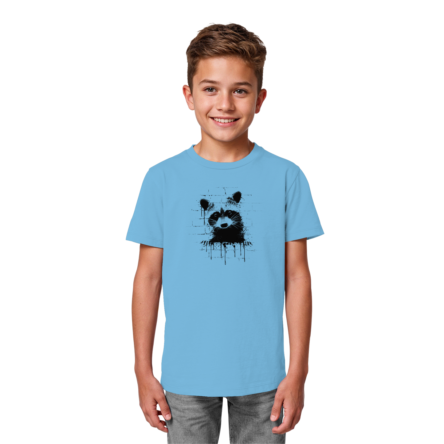 Funky Street Art Waschbär - Kids Organic Shirt