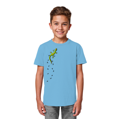 Kletternder Gecko mit Spuren - Kids Organic Shirt