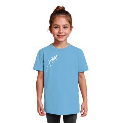 Gecko Eidechse Silhouette hell - Kids Organic Shirt