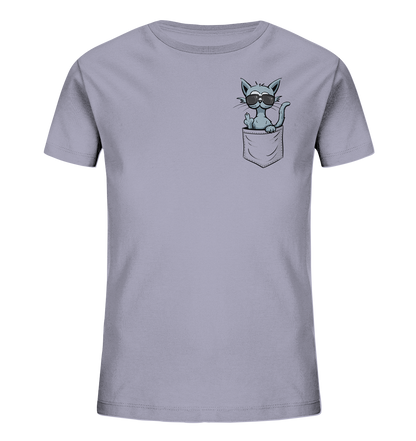 "Fuck Off" Mittelfinger Katze in der Tasche - Kids Organic Shirt