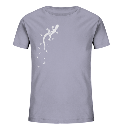 Gecko Eidechse Silhouette hell - Kids Organic Shirt