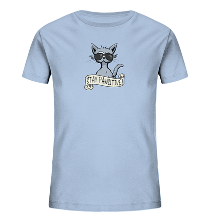 Stay Pawsitive Bleib lässig Hipster Katze - Kids Organic Shirt