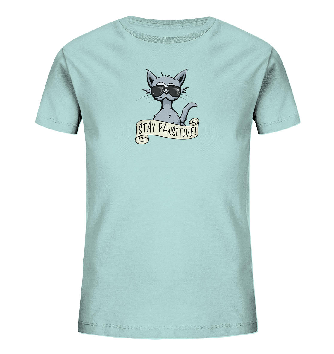 Stay Pawsitive Bleib lässig Hipster Katze - Kids Organic Shirt