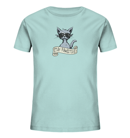 Stay Pawsitive Bleib lässig Hipster Katze - Kids Organic Shirt