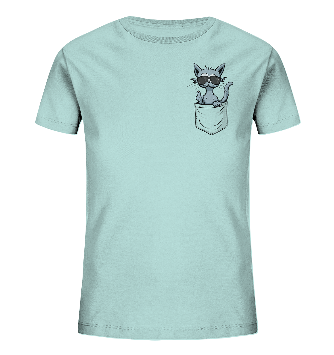 "Fuck Off" Mittelfinger Katze in der Tasche - Kids Organic Shirt