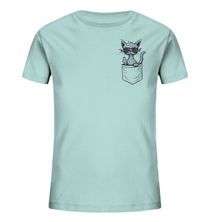 "Fuck Off" Mittelfinger Katze in der Tasche - Kids Organic Shirt