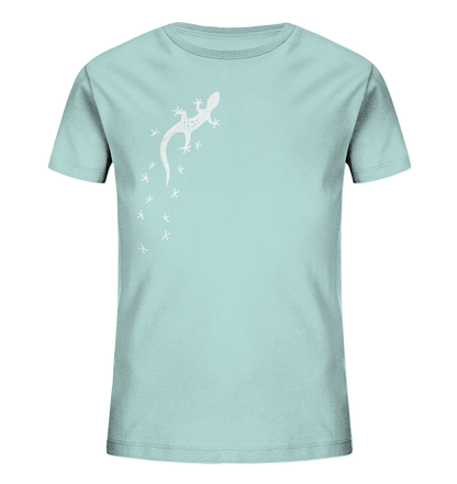 Gecko Eidechse Silhouette hell - Kids Organic Shirt