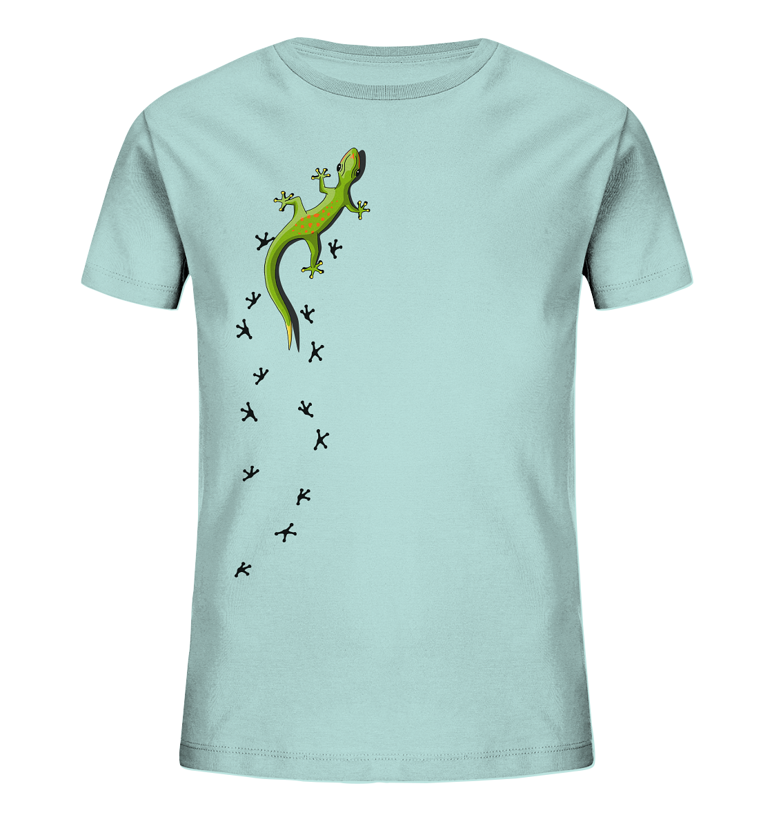 Kletternder Gecko mit Spuren - Kids Organic Shirt