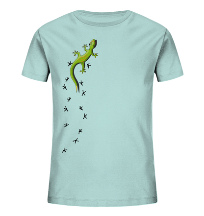 Kletternder Gecko mit Spuren - Kids Organic Shirt