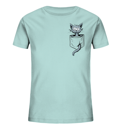 Verrückte Katze in Deiner Brust-Tasche - Kids Organic Shirt