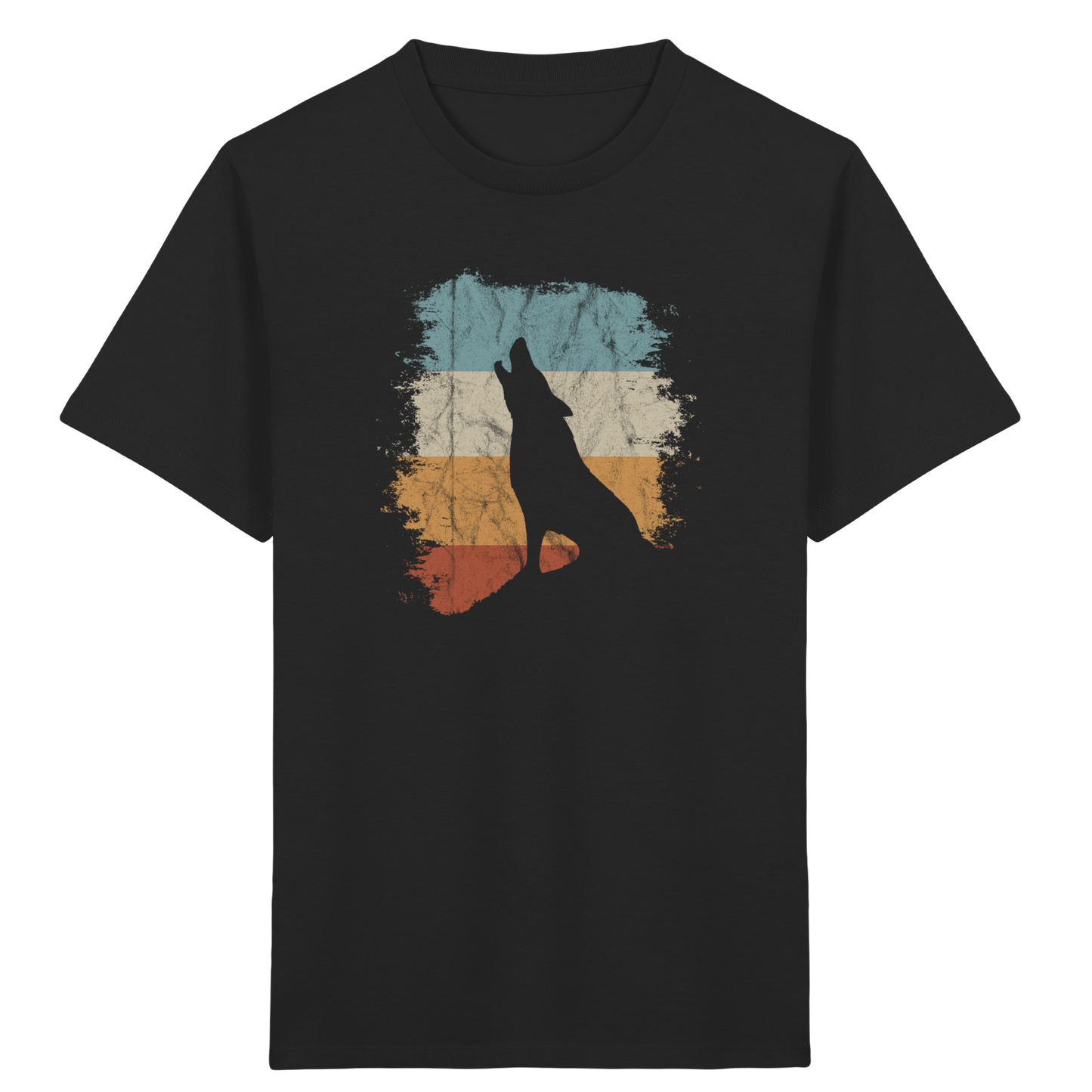 Retro Style lässig heulender Wolf  - Kids Organic Shirt