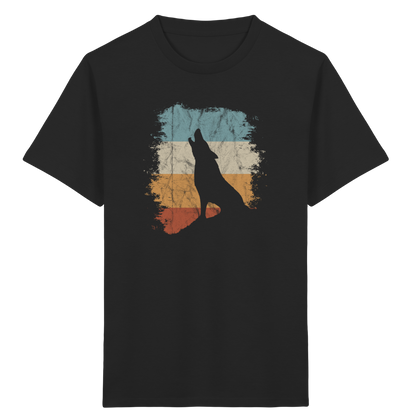 Retro Style lässig heulender Wolf  - Kids Organic Shirt