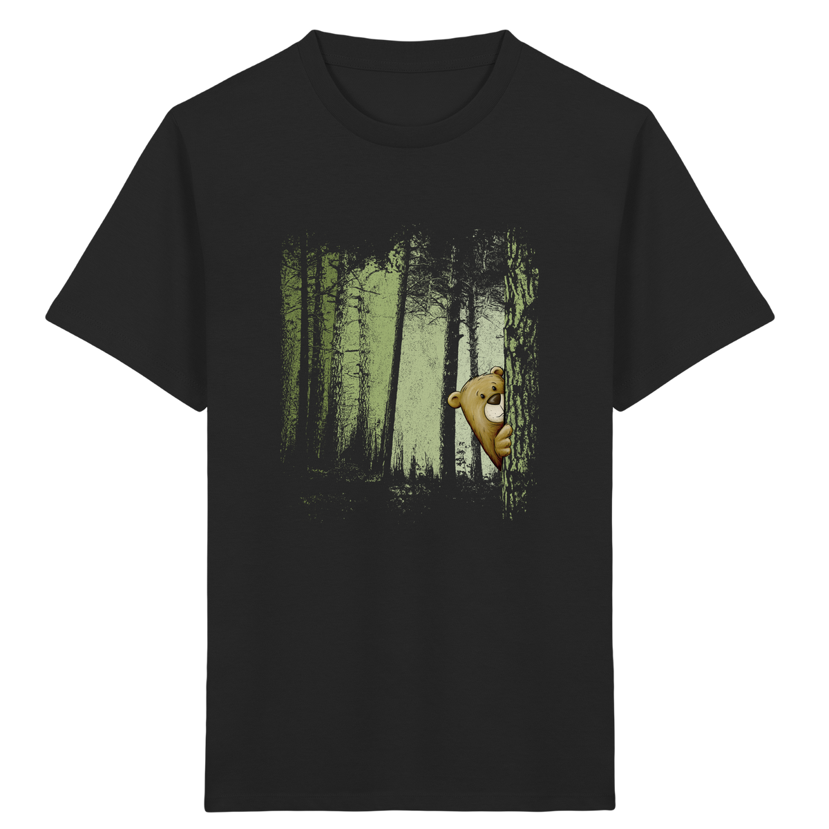 Comic Bär versteckt im Zwielicht Wald - Kids Organic Shirt