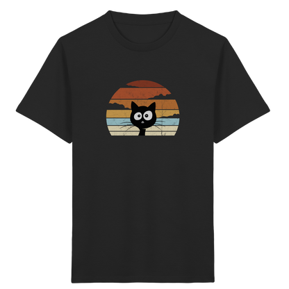 Retro schwarze Katze vor Sonnenuntergang - Kids Organic Shirt