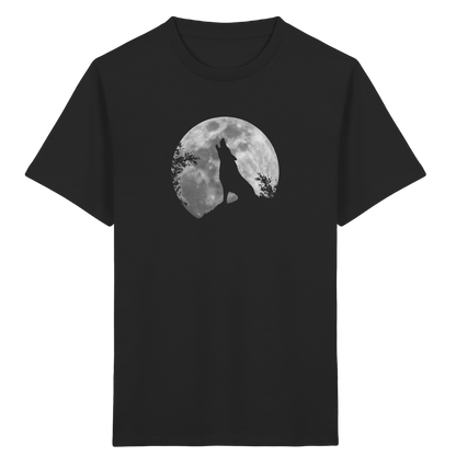 Heulender Wolf Silhouette vor Vollmond - Kids Organic Shirt