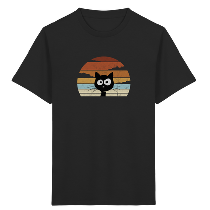 Retro schwarze Katze vor Sonnenuntergang - Kids Organic Shirt
