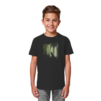 Luchs Wildkatze im Zwielicht Wald - Kids Organic Shirt