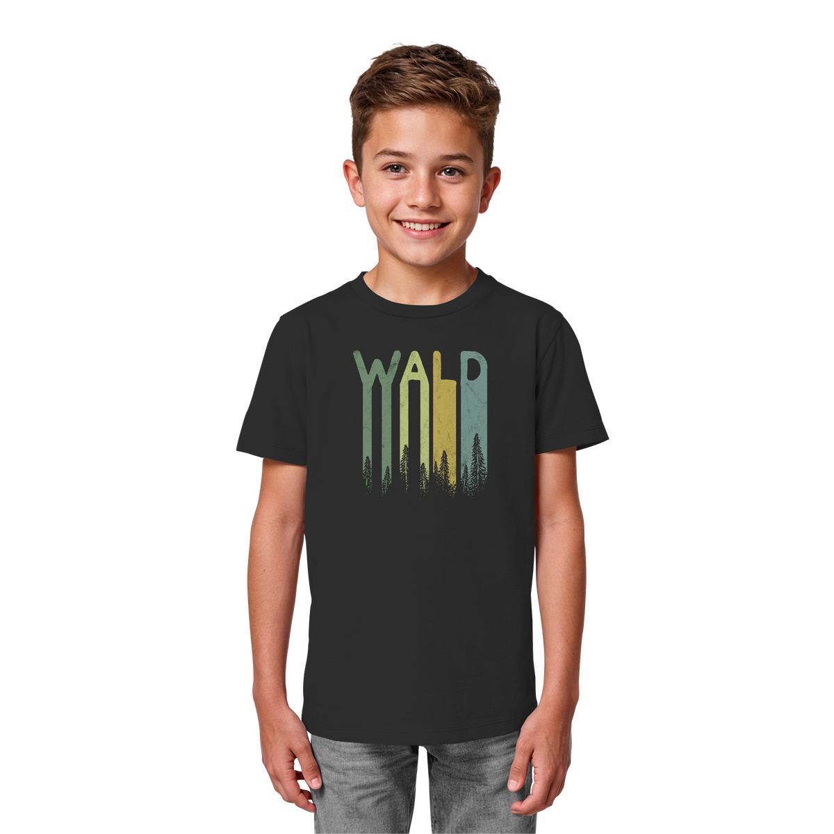 Wald Retro Forst Schriftzug - Kids Organic Shirt