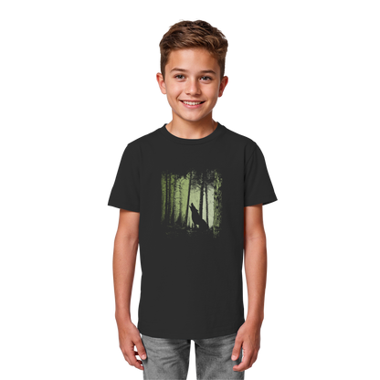 Einsamer Wolf im Zwielicht Wald  - Kids Organic Shirt