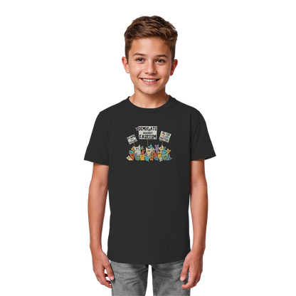 Demo-Katzen gegen Faschismus und für Vielfalt - Kids Organic Shirt