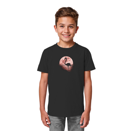 Rosa Vollmond Flamingo - Kids Organic Shirt