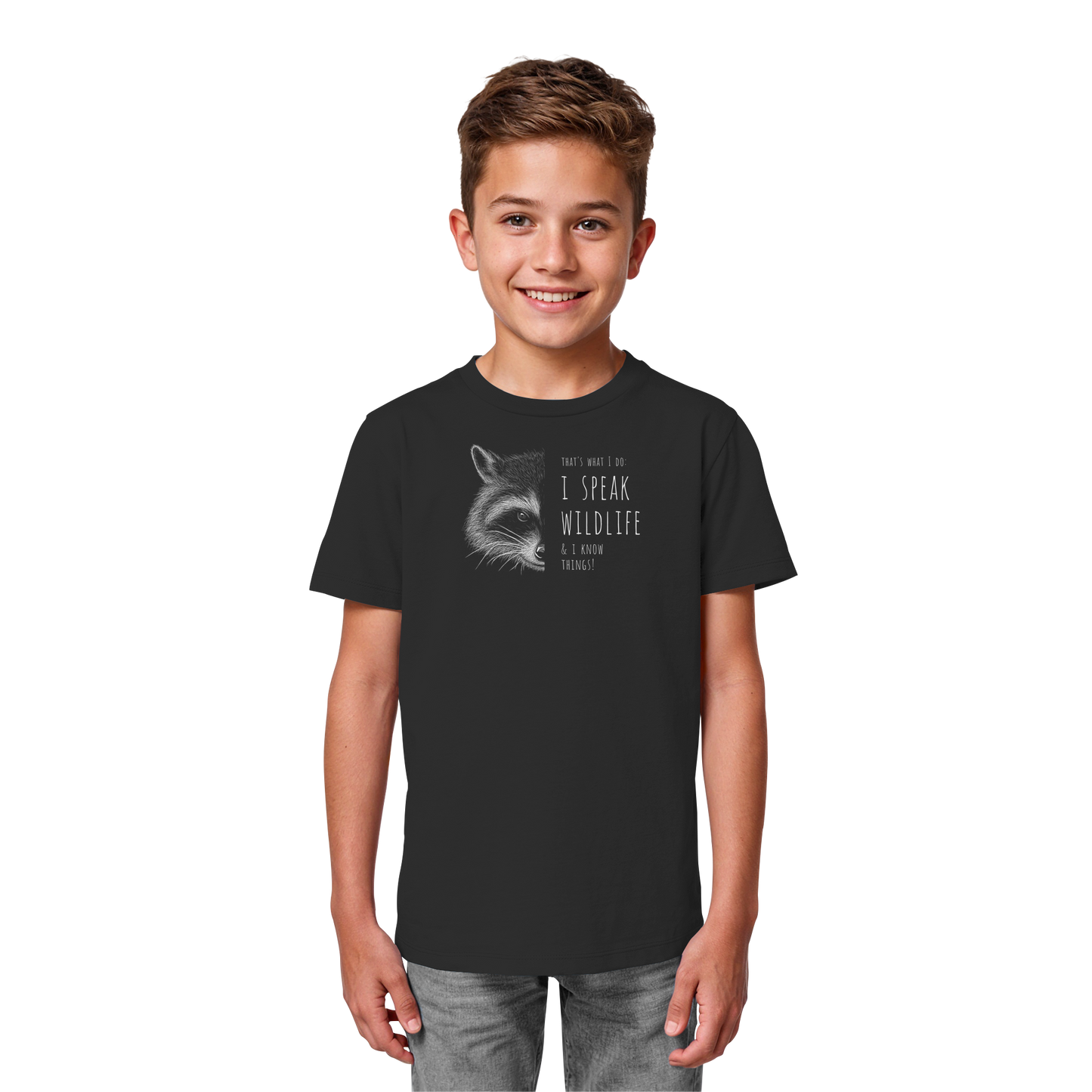 I Speak Wildlife And I Know Waschbär - Kids Organic Shirt