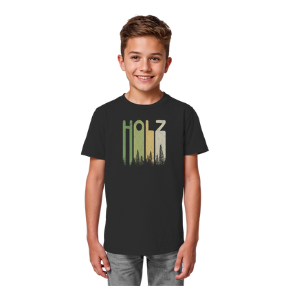 Holz Retro Wald Schriftzug - Kids Organic Shirt