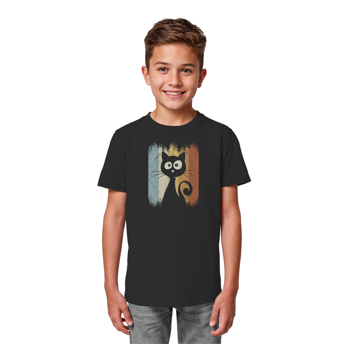 Retro Katze Silhouette - Kids Organic Shirt