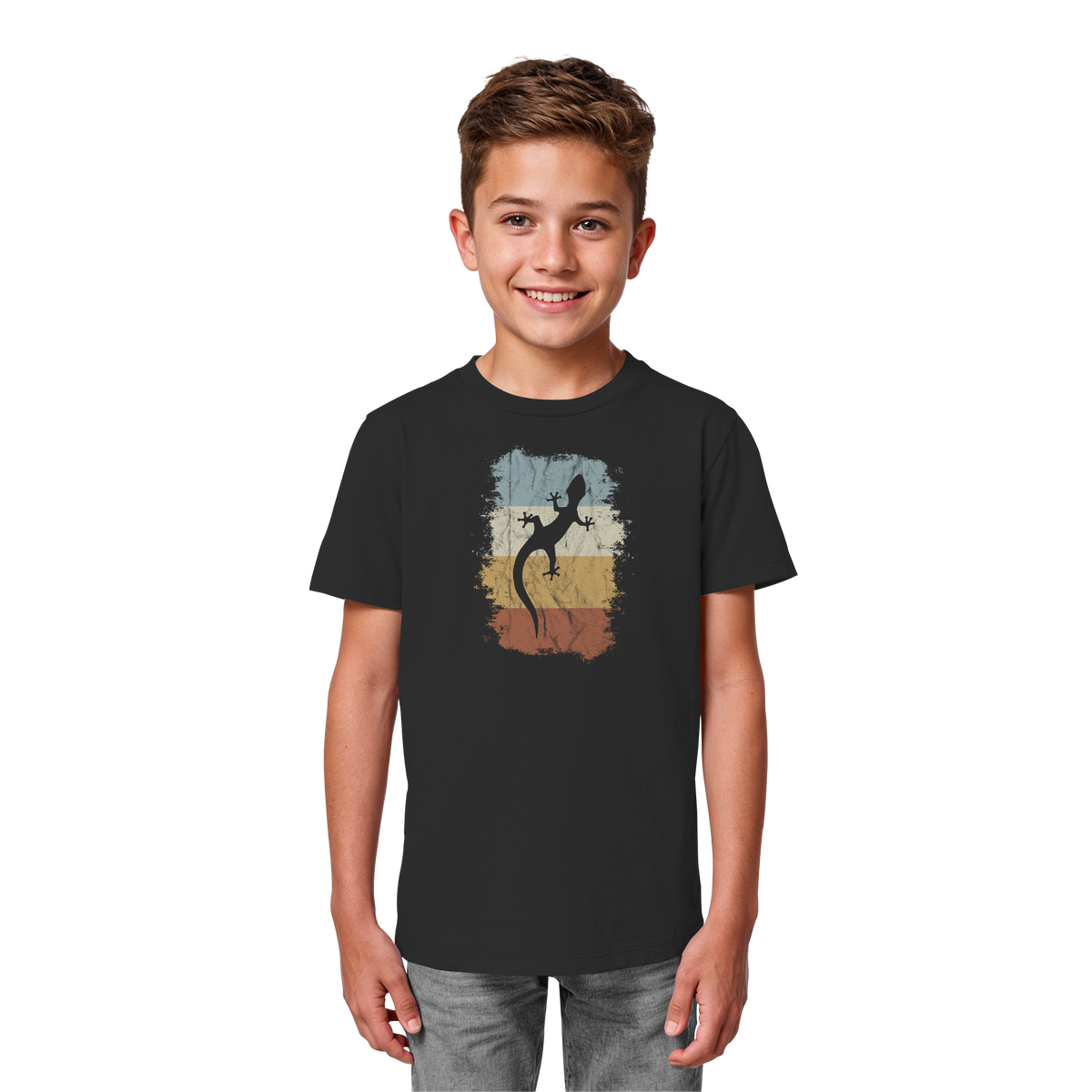 Retro Gecko Salamander Silhouette - Kids Organic Shirt