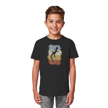 Retro Gecko Salamander Silhouette - Kids Organic Shirt
