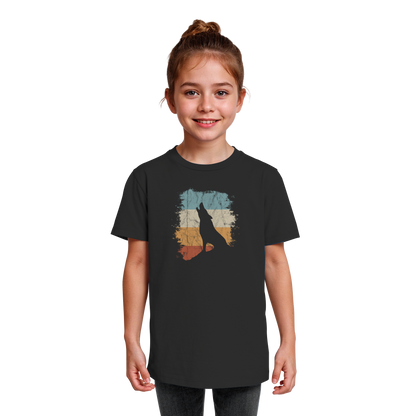 Retro Style lässig heulender Wolf  - Kids Organic Shirt