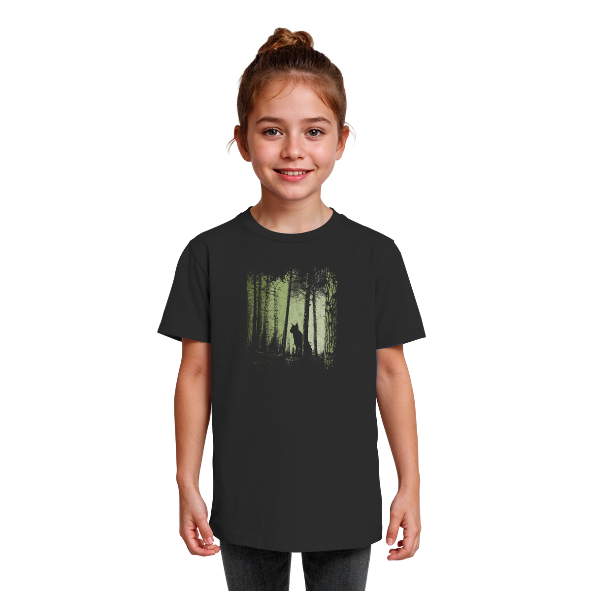 Luchs Wildkatze im Zwielicht Wald - Kids Organic Shirt
